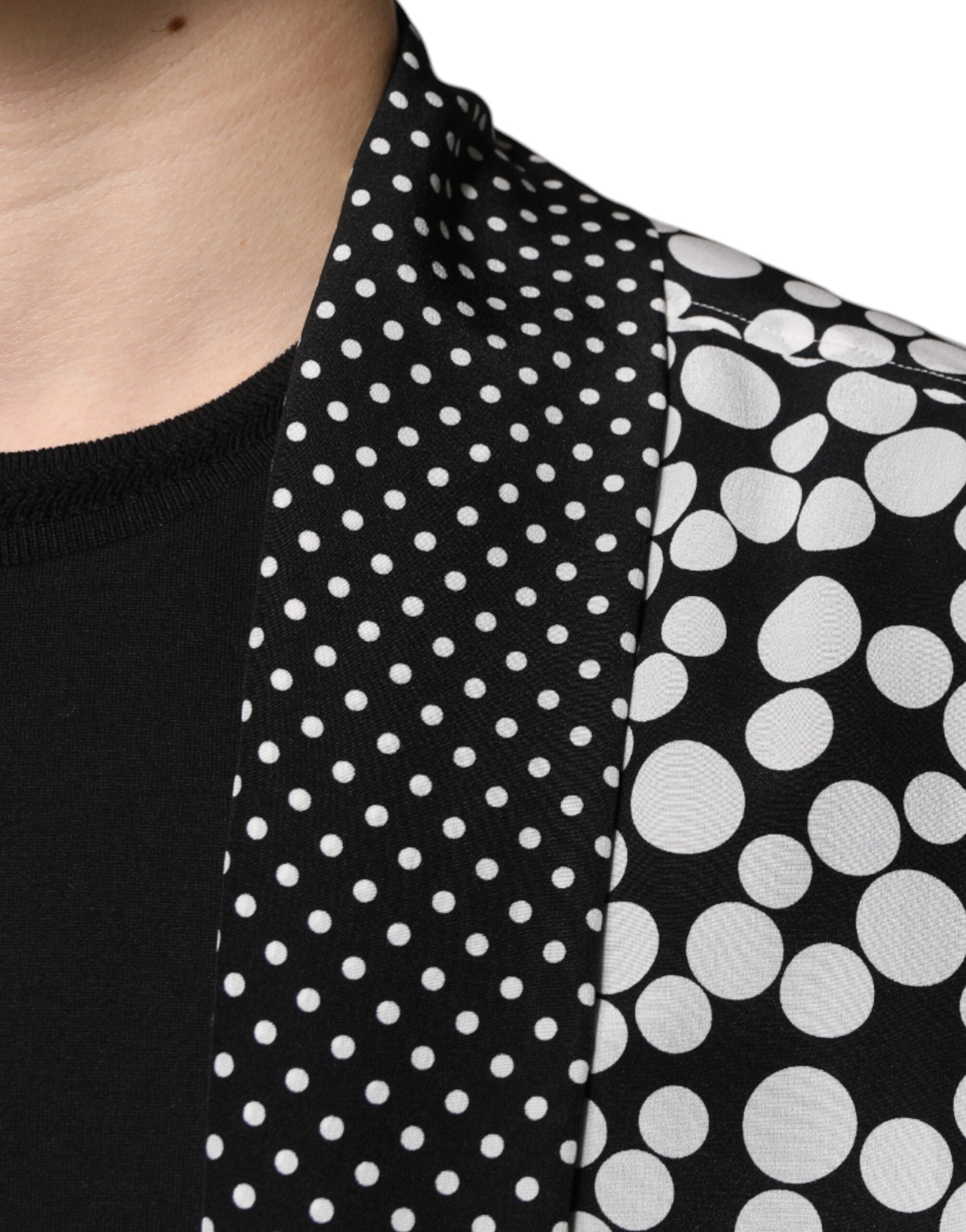 Dolce & Gabbana Black White Polka Dots Silk Men's Casual Shirt